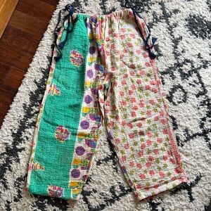 Kaantha Karma Colorful Kantha Sari India Cuff Pants OS S - XXL